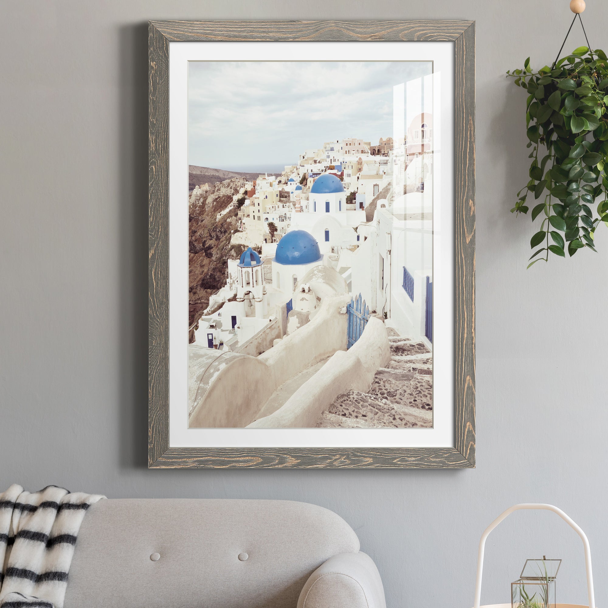 Santorini - Premium Framed Print - Distressed Barnwood Frame - Ready to Hang