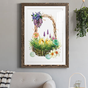 Spring Chick Basket - Barnwood Framed Art Print