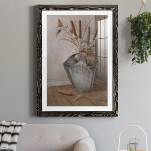 Berries & Cat Tails - Premium Framed Print - Distressed Barnwood Frame - Ready to Hang