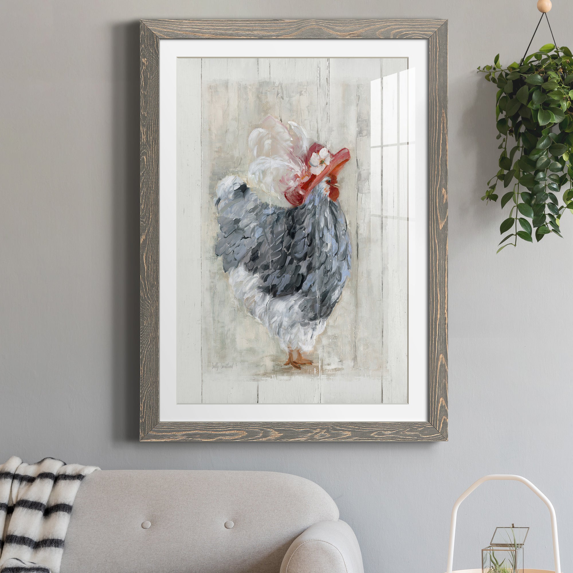 Sunday Best Hen - Barnwood Framed Art Print