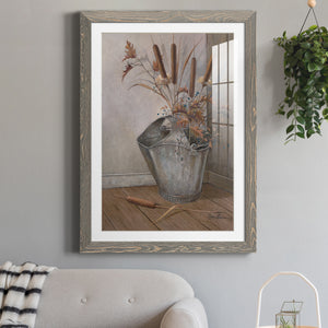 Berries & Cat Tails - Premium Framed Print - Distressed Barnwood Frame - Ready to Hang