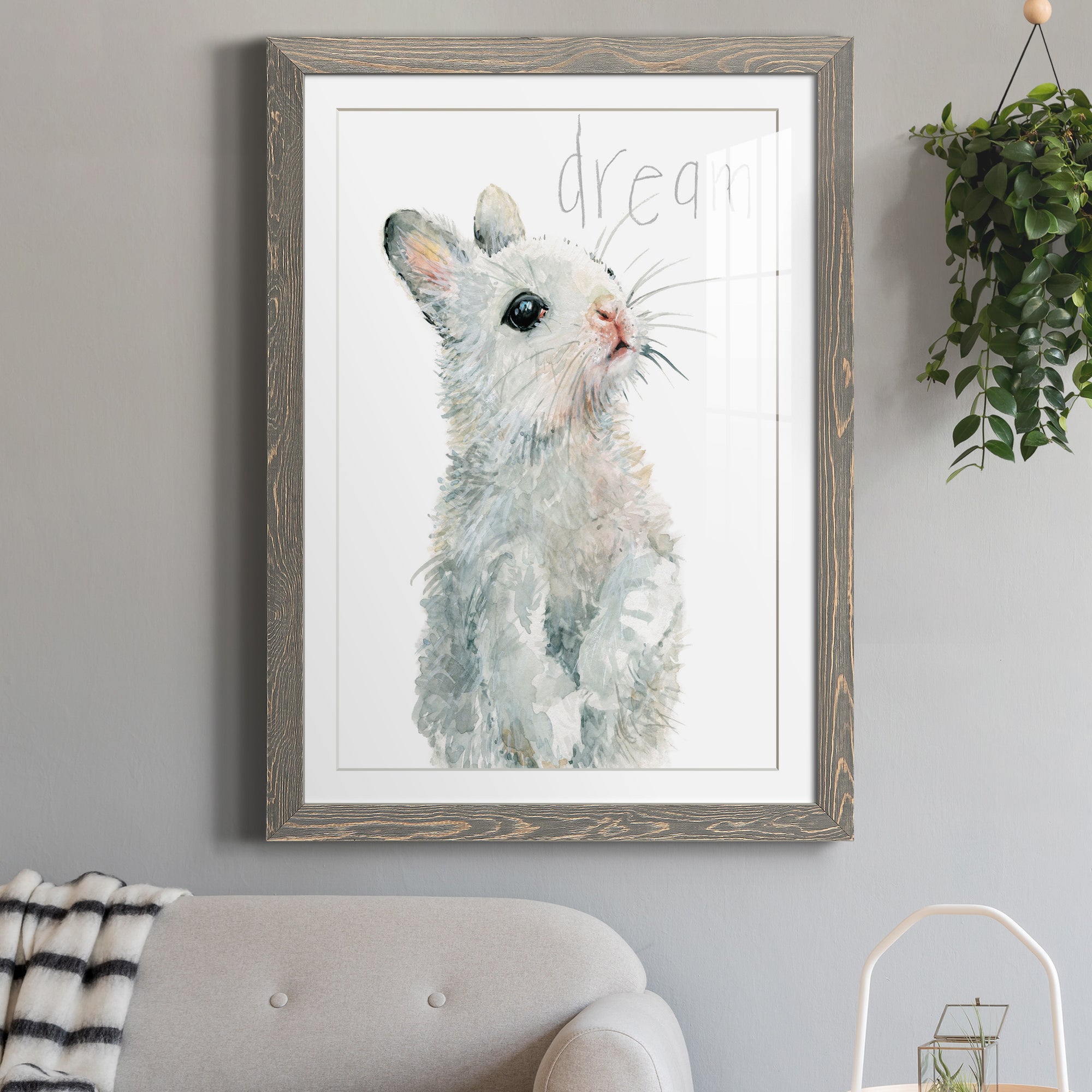 Forest Fur Baby Bunny - Premium Framed Print - Distressed Barnwood Frame - Ready to Hang