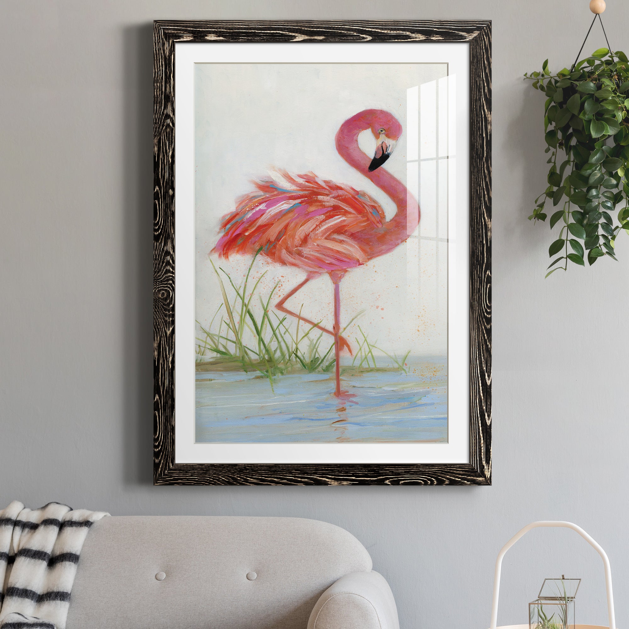 Flamingo I - Barnwood Framed Art Print
