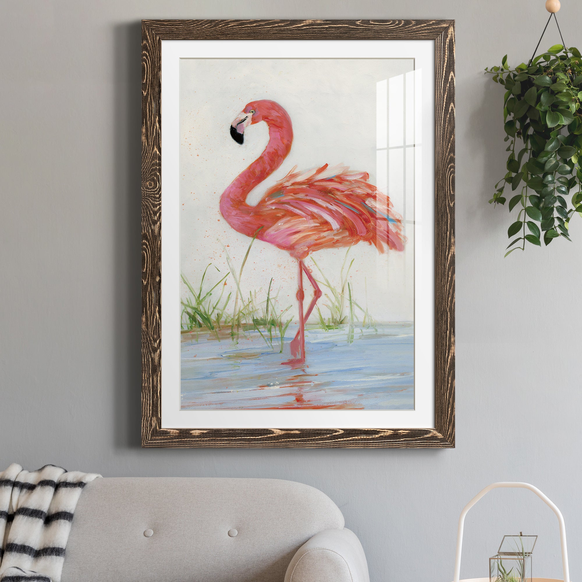 Flamingo II - Barnwood Framed Art Print