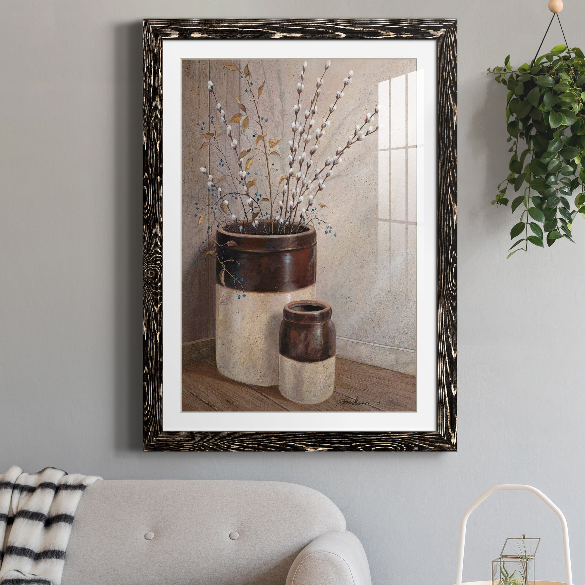 Pussywillows & Spring - Barnwood Framed Art Print