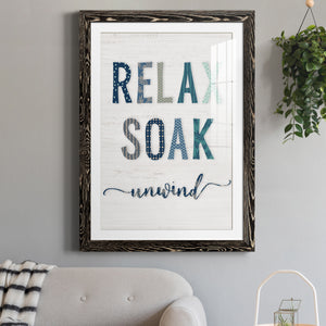 Relax Soak Unwind - Barnwood Framed Art Print