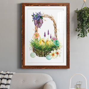 Spring Chick Basket - Barnwood Framed Art Print