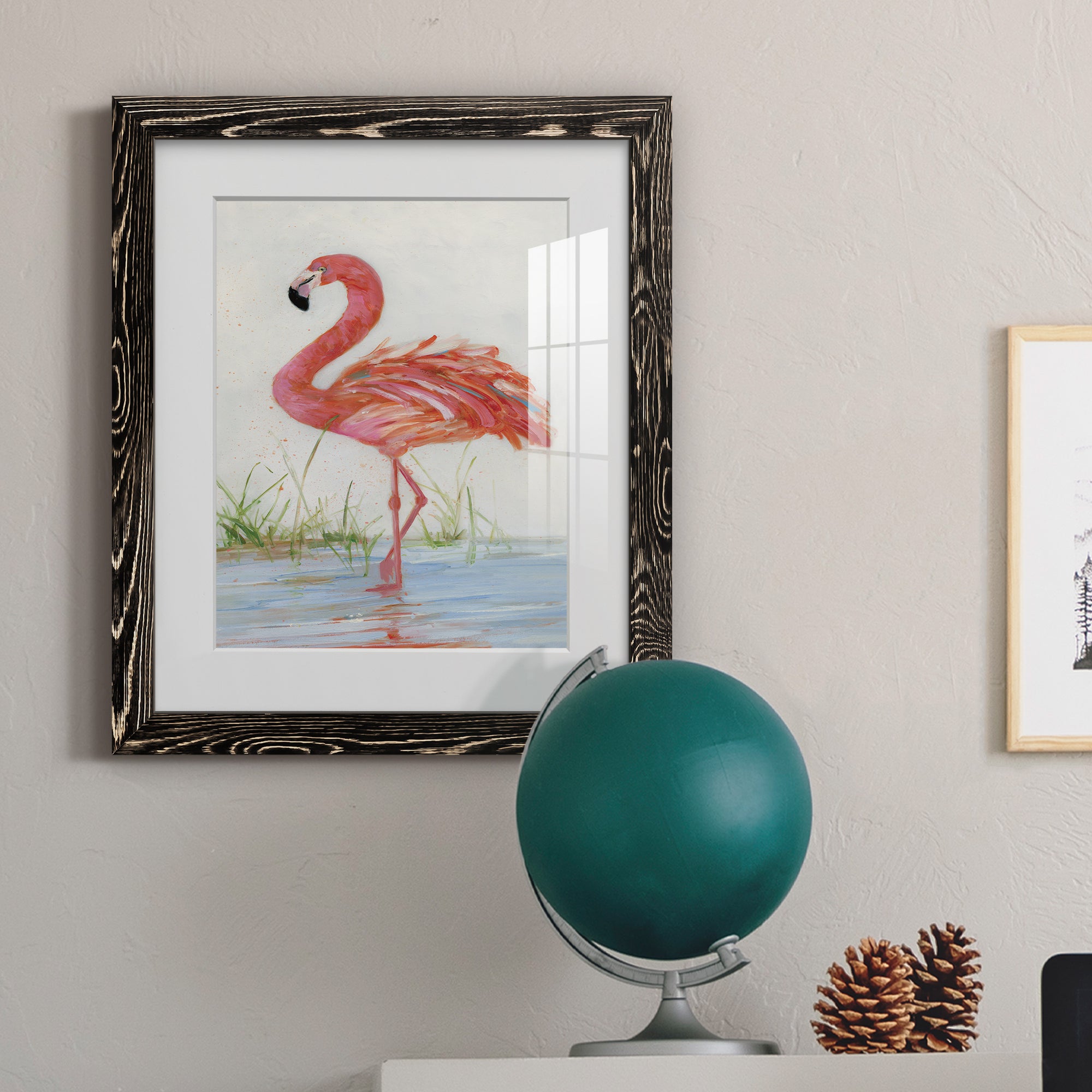 Flamingo II - Barnwood Framed Art Print