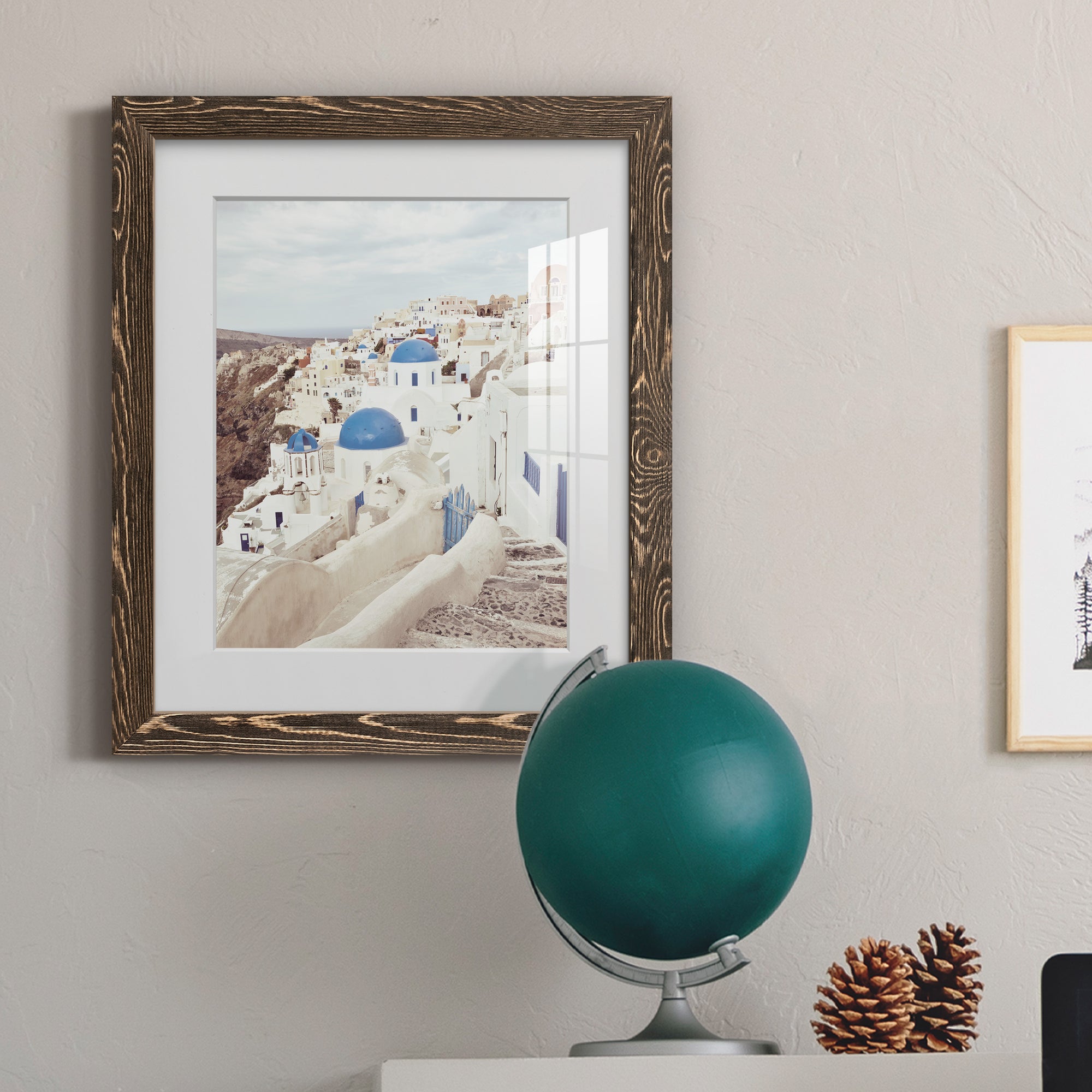 Santorini - Premium Framed Print - Distressed Barnwood Frame - Ready to Hang