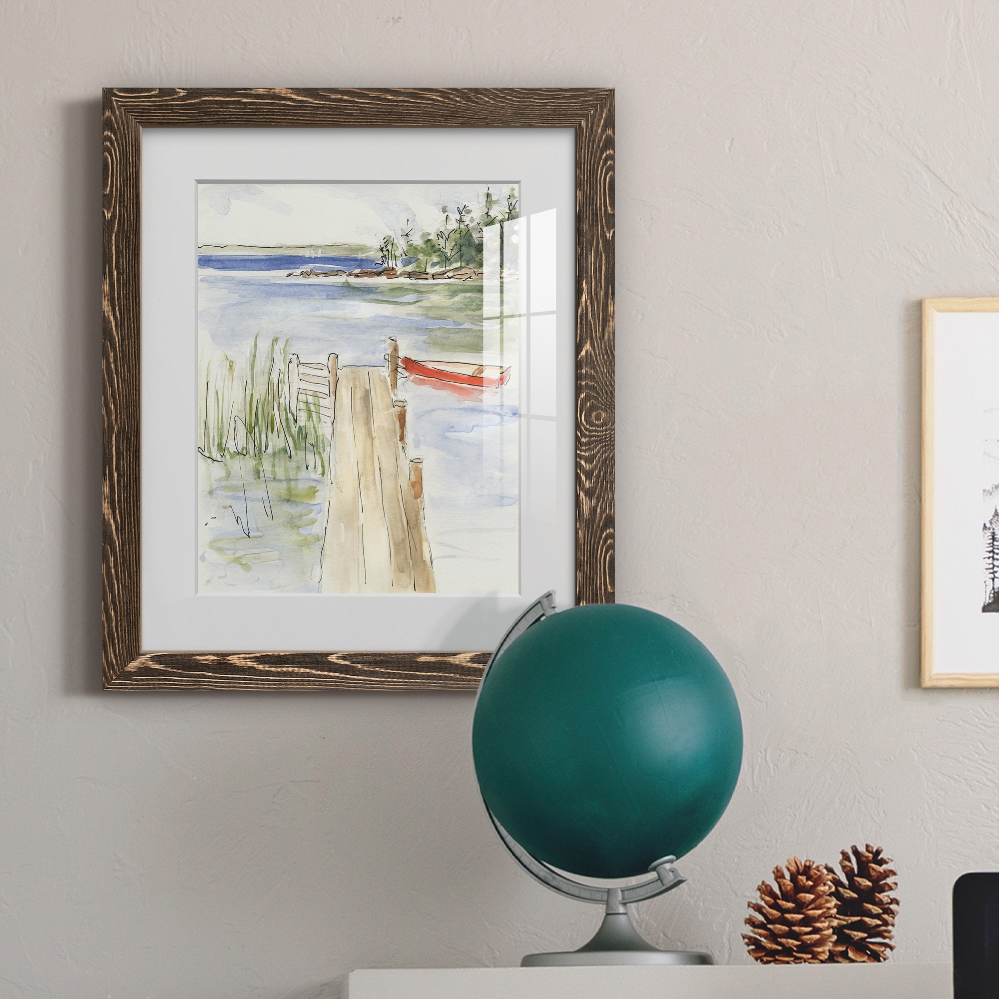 Sketchy Pier - Premium Framed Print - Distressed Barnwood Frame - Ready to Hang