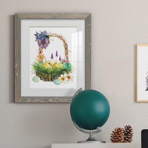 Spring Chick Basket - Barnwood Framed Art Print
