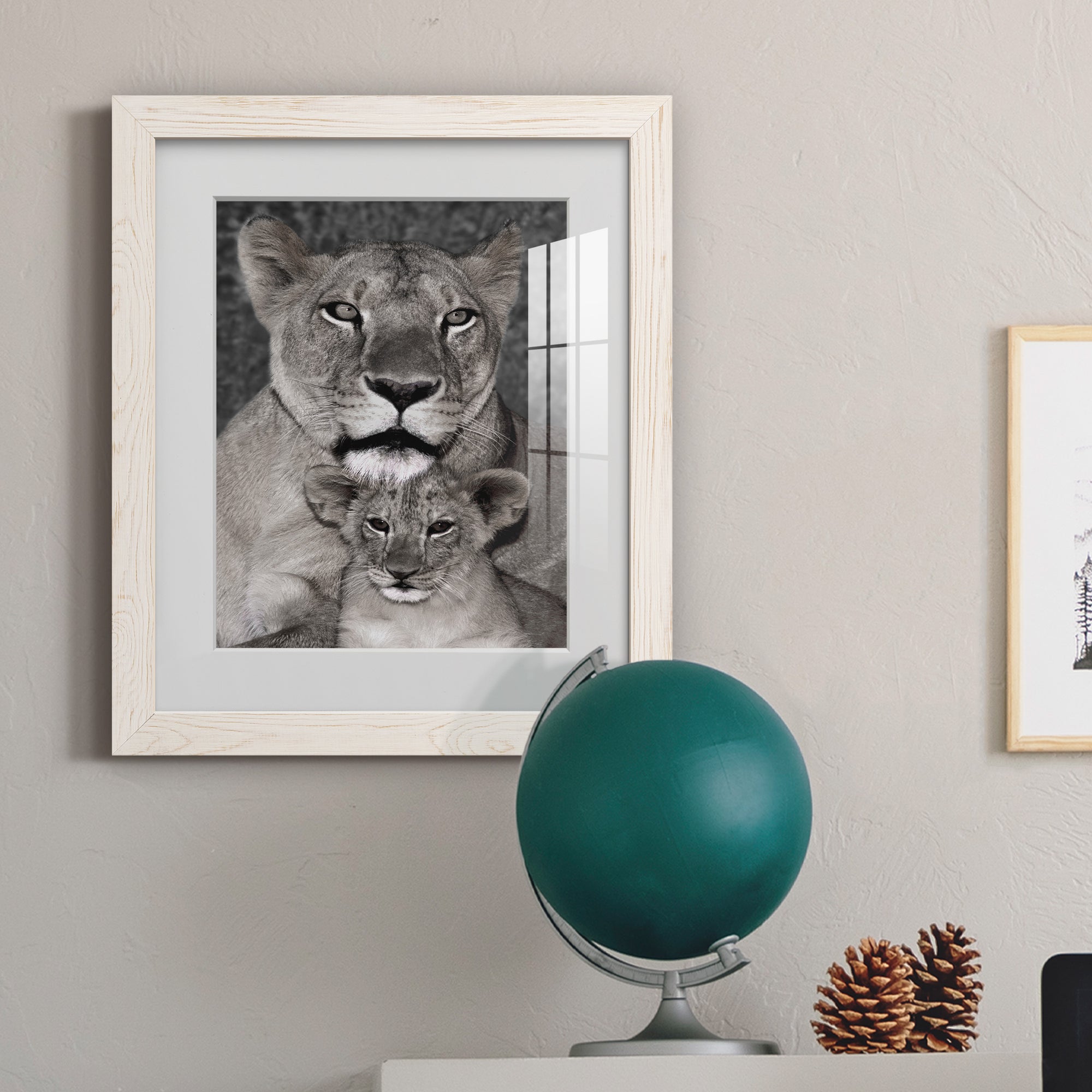 Lioness and Cub - Barnwood Framed Art Print