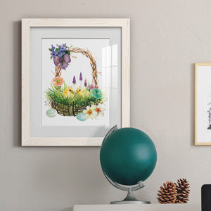 Spring Chick Basket - Barnwood Framed Art Print