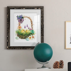 Spring Chick Basket - Barnwood Framed Art Print