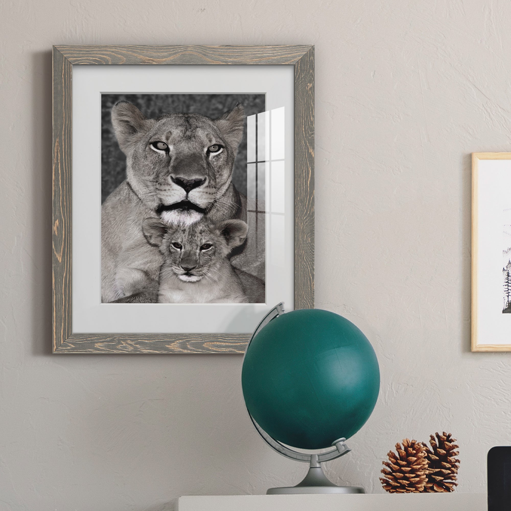 Lioness and Cub - Barnwood Framed Art Print
