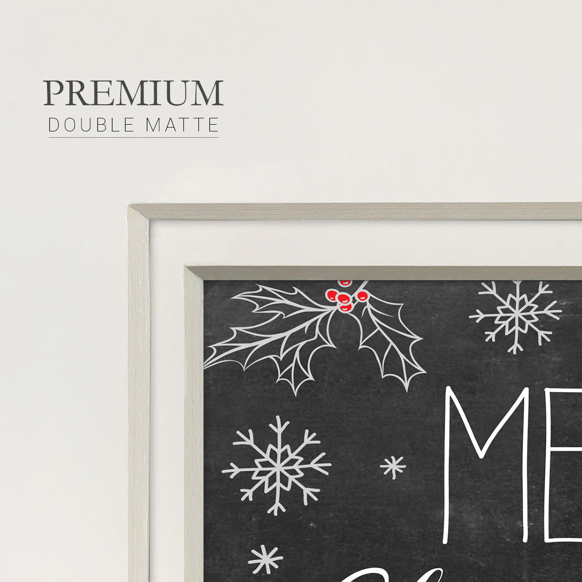 Merry Christmas Chalkboard Premium Framed Print Double Matboard