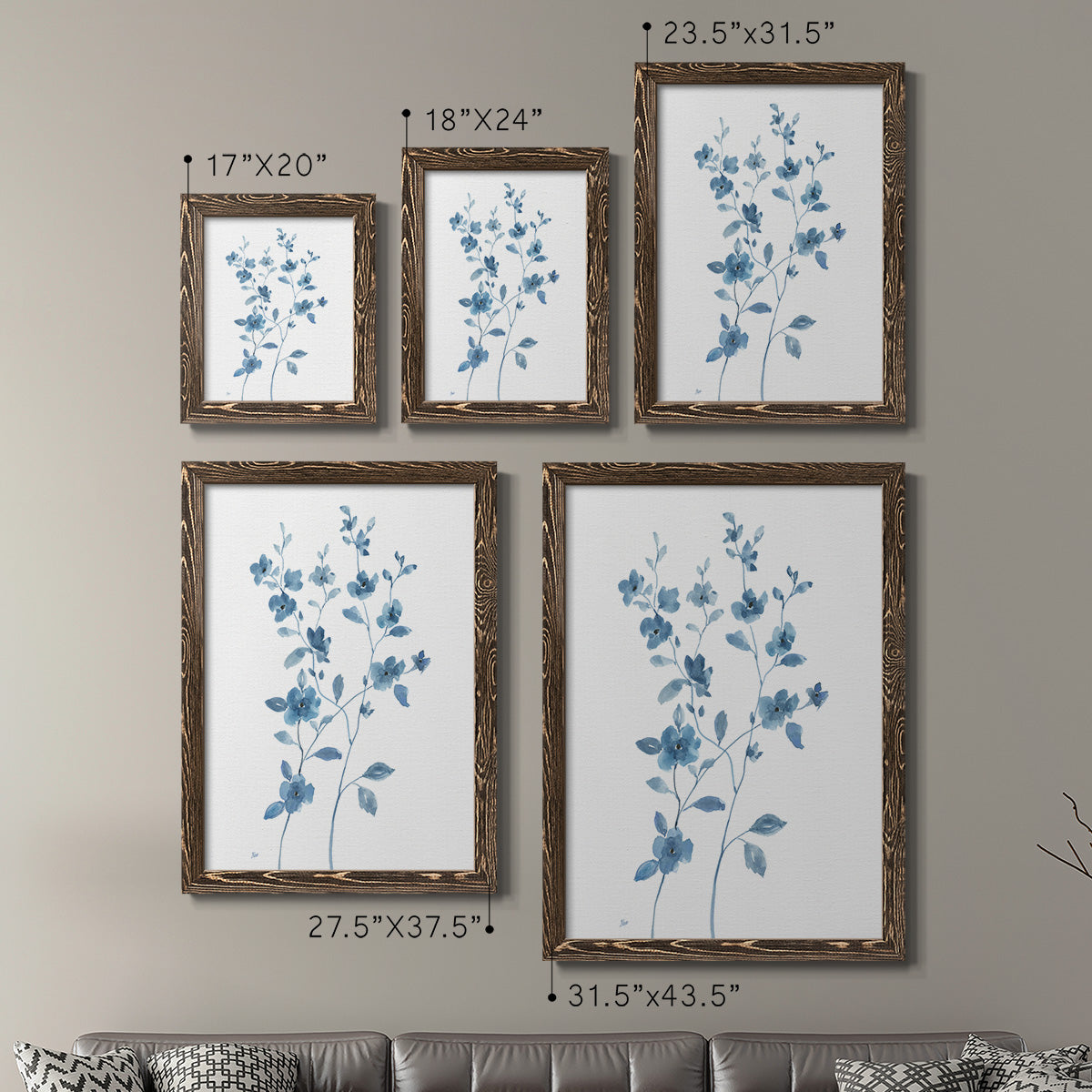 Blue Blossom I - Premium Framed Canvas 2 Piece Set - Ready to Hang