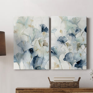 Indigo Ginkgo Premium Gallery Wrapped Canvas - Ready to Hang Set of 2