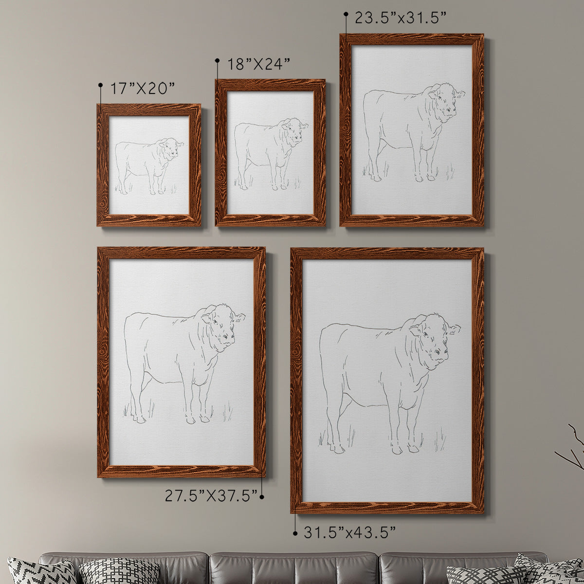 Limousin Cattle I - Premium Framed Canvas 2 Piece Set - Ready to Hang