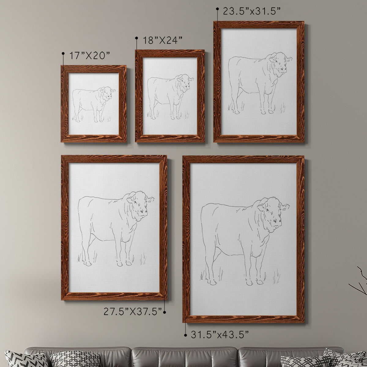Limousin Cattle I - Barnwood Framed Canvas Set