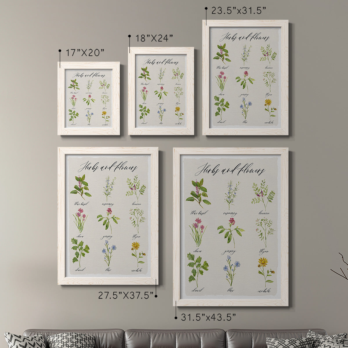 Herbs and Flowers - Premium Framed Canvas 2 Piece Set - Ready to Hang