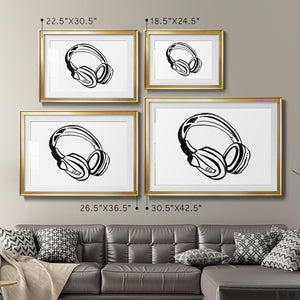 Headphones Sketch - Modern Framed Art Print
