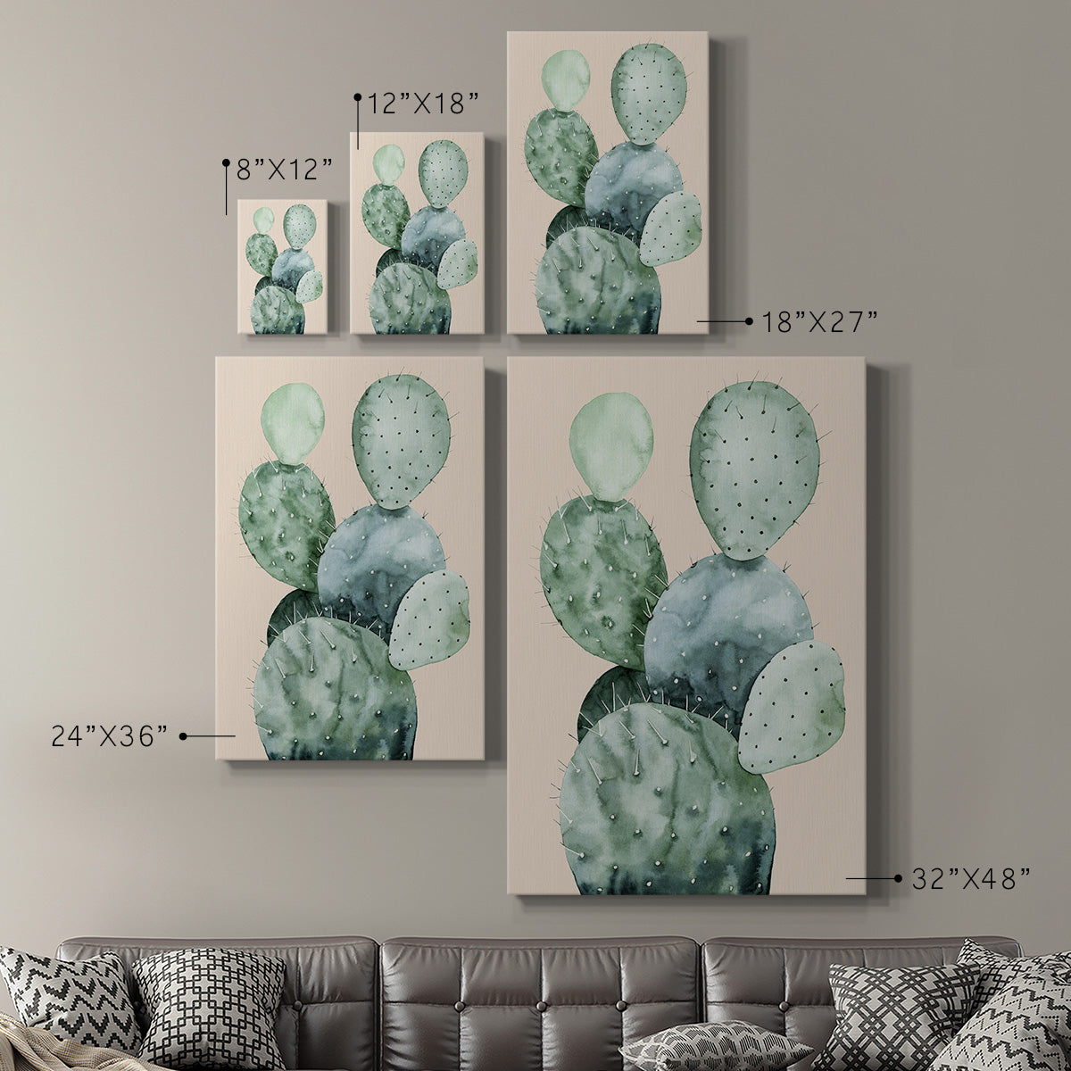 Cactus on Coral II Premium Gallery Wrapped Canvas - Ready to Hang
