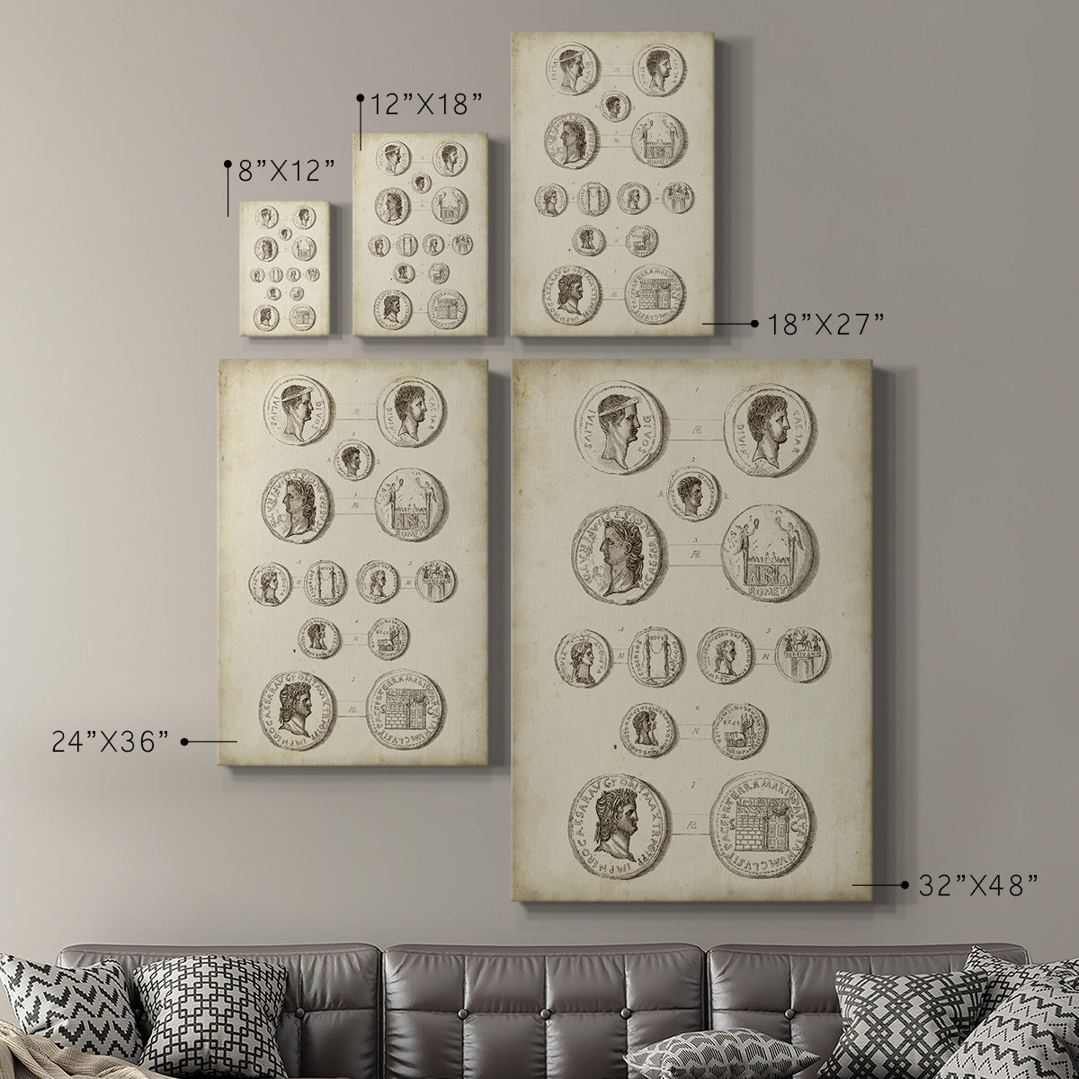 Antique Roman Coins I Premium Gallery Wrapped Canvas - Ready to Hang