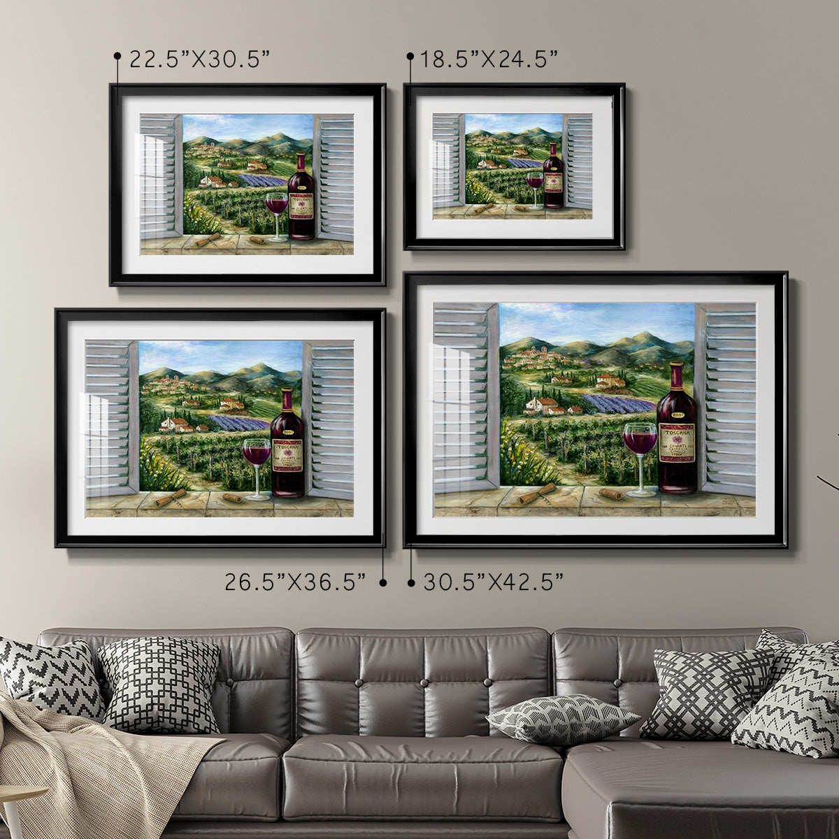 Tuscan Red and Vineyard Premium Framed Print - Ready to Hang
