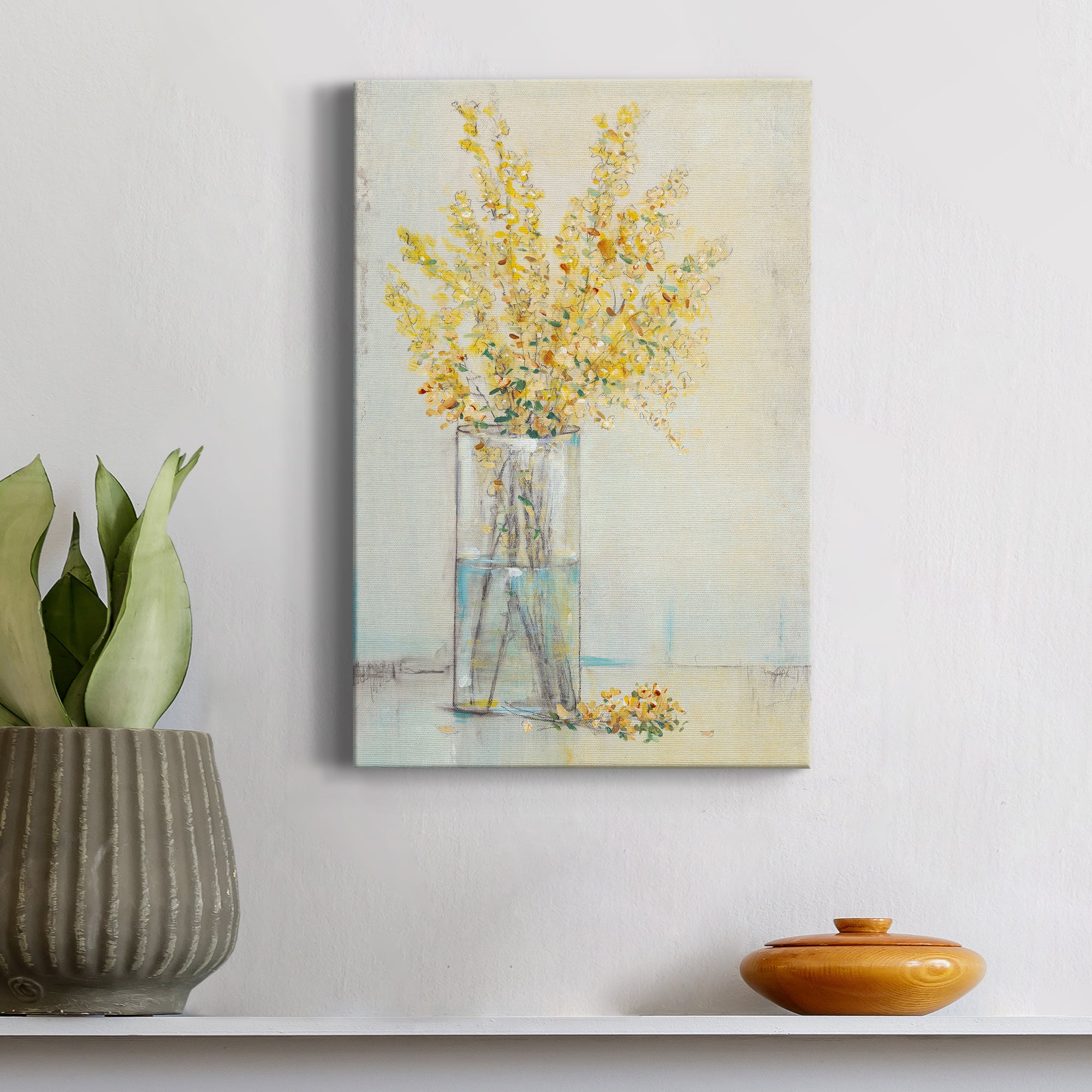 Yellow Spray in Vase II Premium Gallery Wrapped Canvas - Ready to Hang