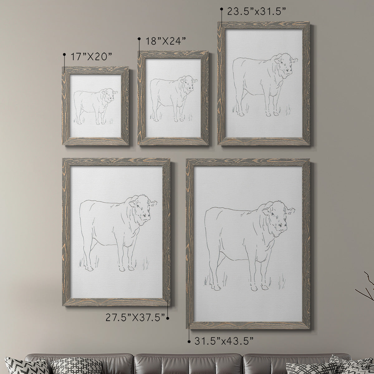 Limousin Cattle I - Barnwood Framed Canvas Set