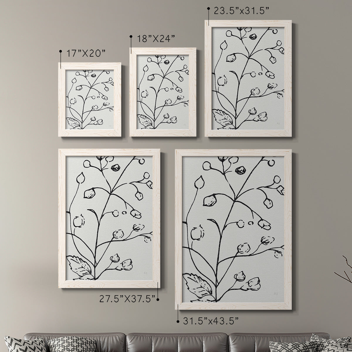 Botanical Sketch I   - Premium Framed Canvas 2 Piece Set - Ready to Hang