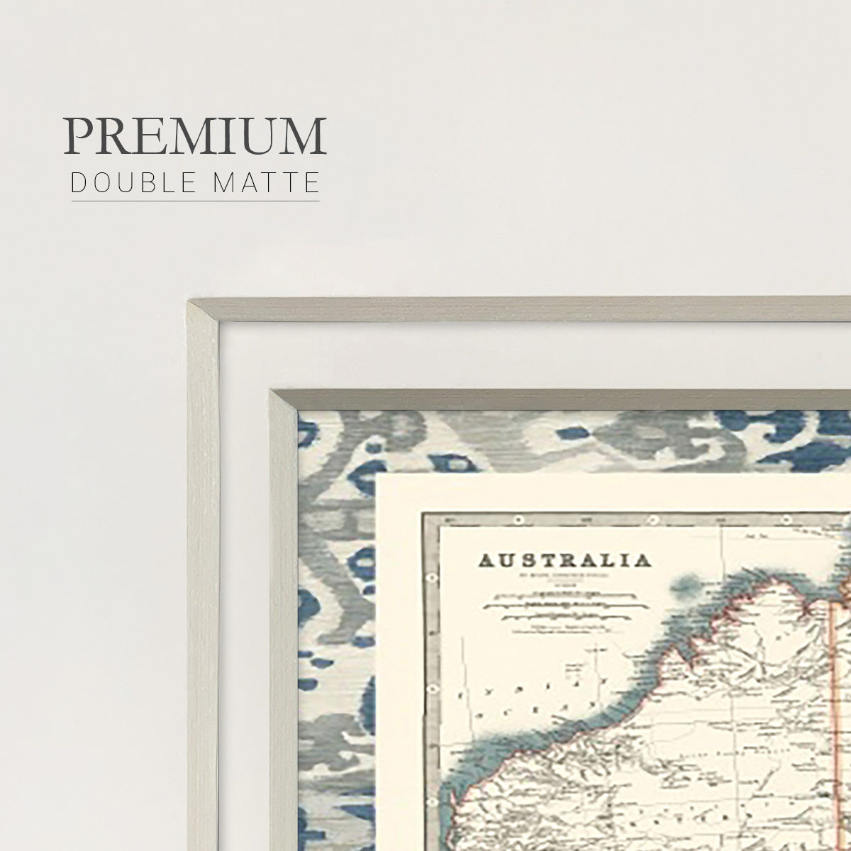 Bordered Map of Australia Premium Framed Print Double Matboard