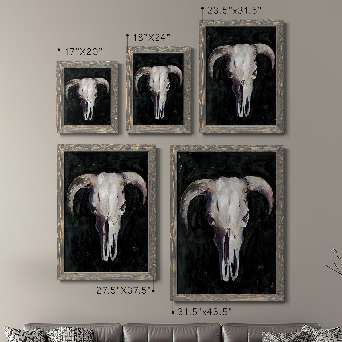 Horned Skull I - Premium Framed Canvas 2 Piece Set - Ready to Hang