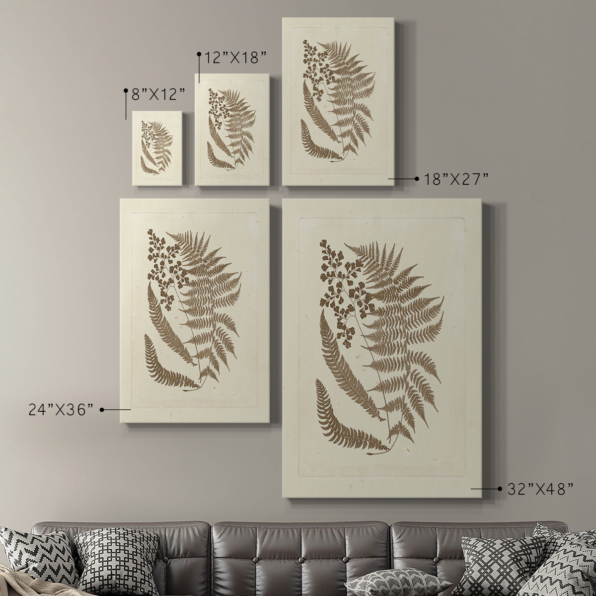Sepia Ferns III Premium Gallery Wrapped Canvas - Ready to Hang