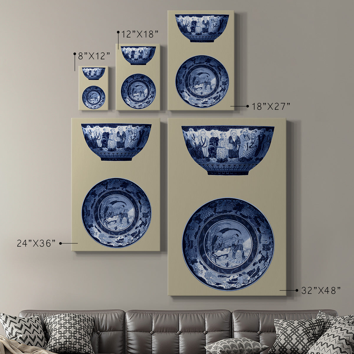 Porcelain in Blue and White II Premium Gallery Wrapped Canvas - Ready to Hang