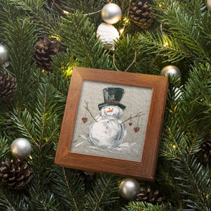 Linen Snowman II, Handmade Ornament