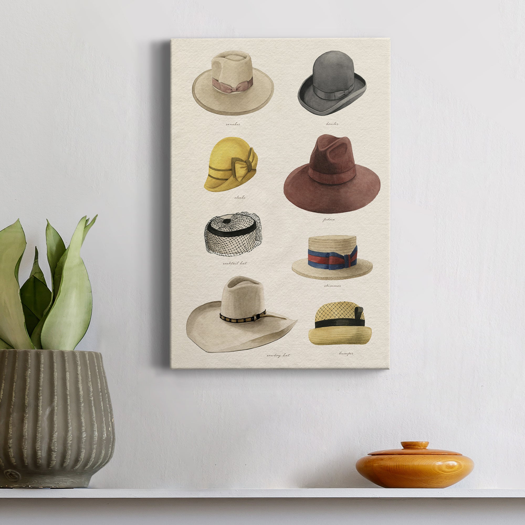 Vintage Hats II Premium Gallery Wrapped Canvas - Ready to Hang