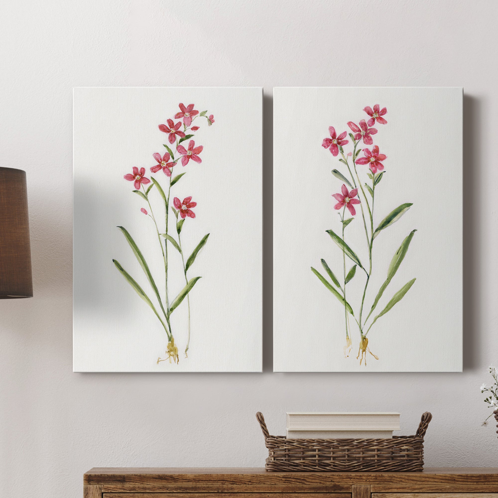 Delicate Pink I Premium Gallery Wrapped Canvas - Ready to Hang - Set of 2 - 8 x 12 Each