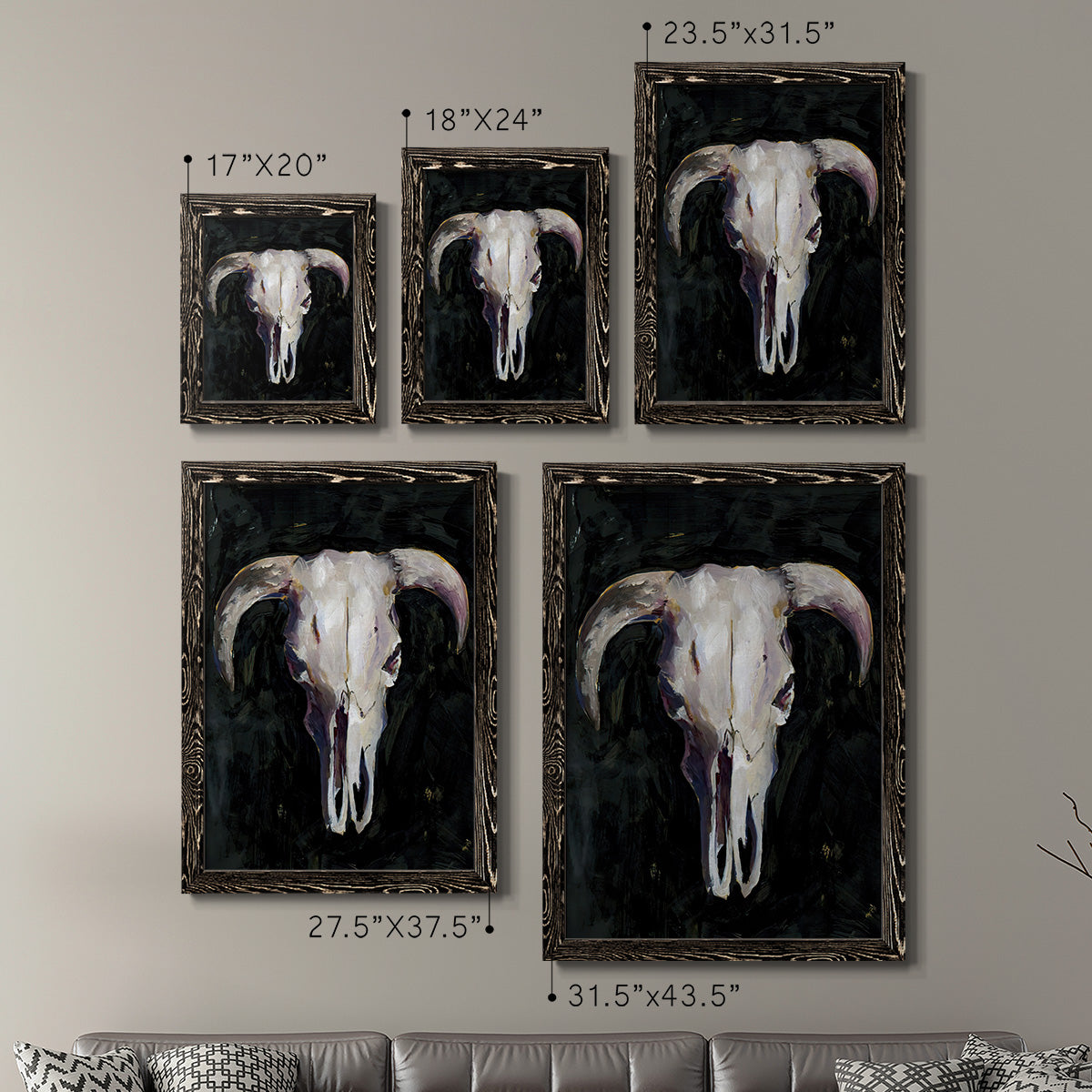 Horned Skull I - Premium Framed Canvas 2 Piece Set - Ready to Hang