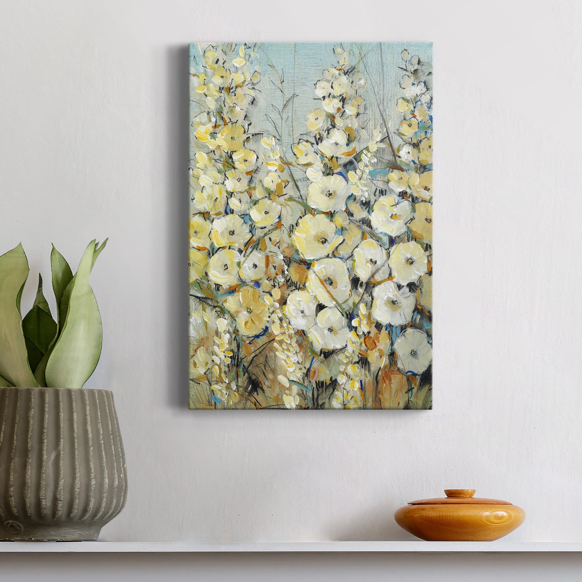 Cluster of Hollyhock I Premium Gallery Wrapped Canvas - Ready to Hang