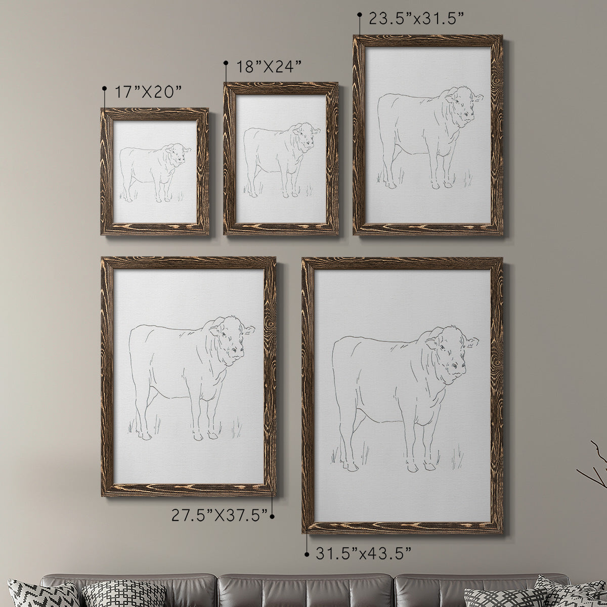 Limousin Cattle I - Barnwood Framed Canvas Set