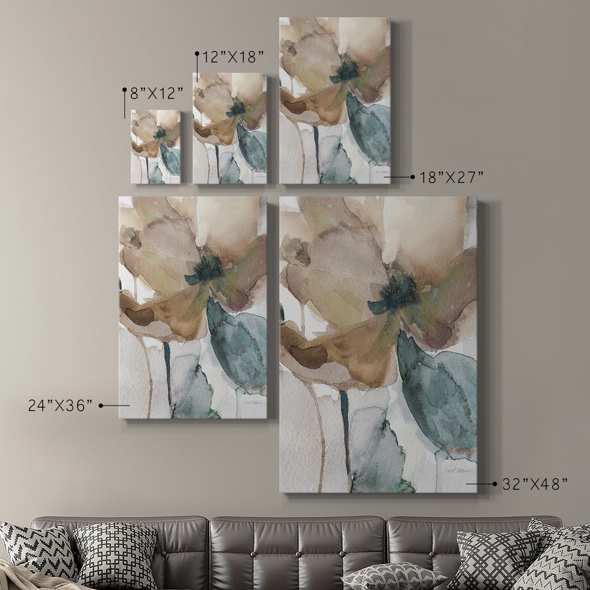 Watercolor Poppy I Premium Gallery Wrapped Canvas - Ready to Hang