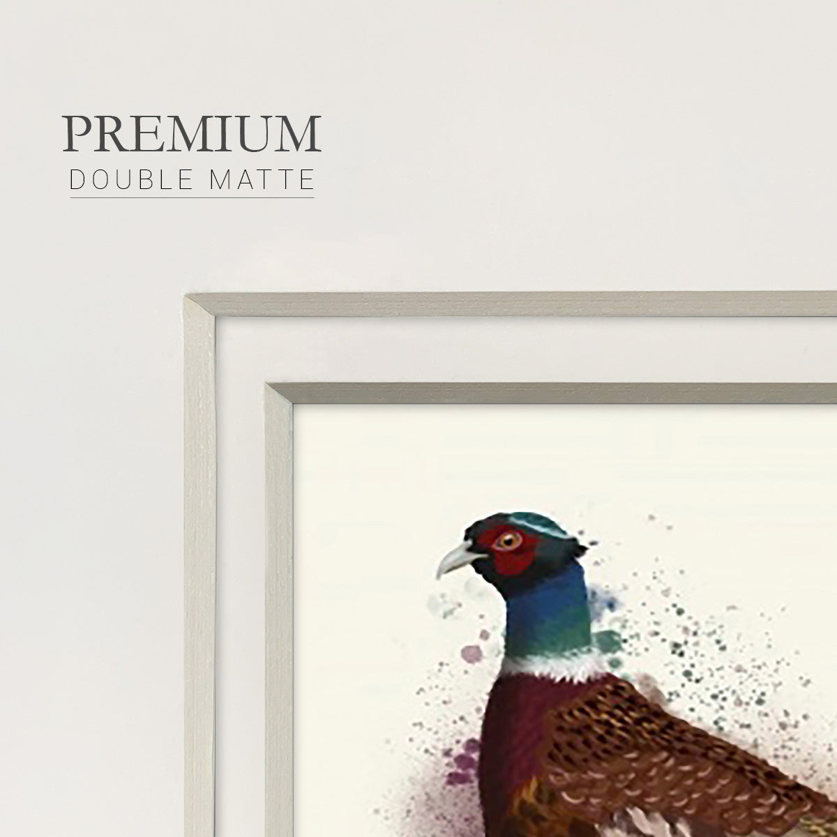 Pheasant Splash 1 Premium Framed Print Double Matboard