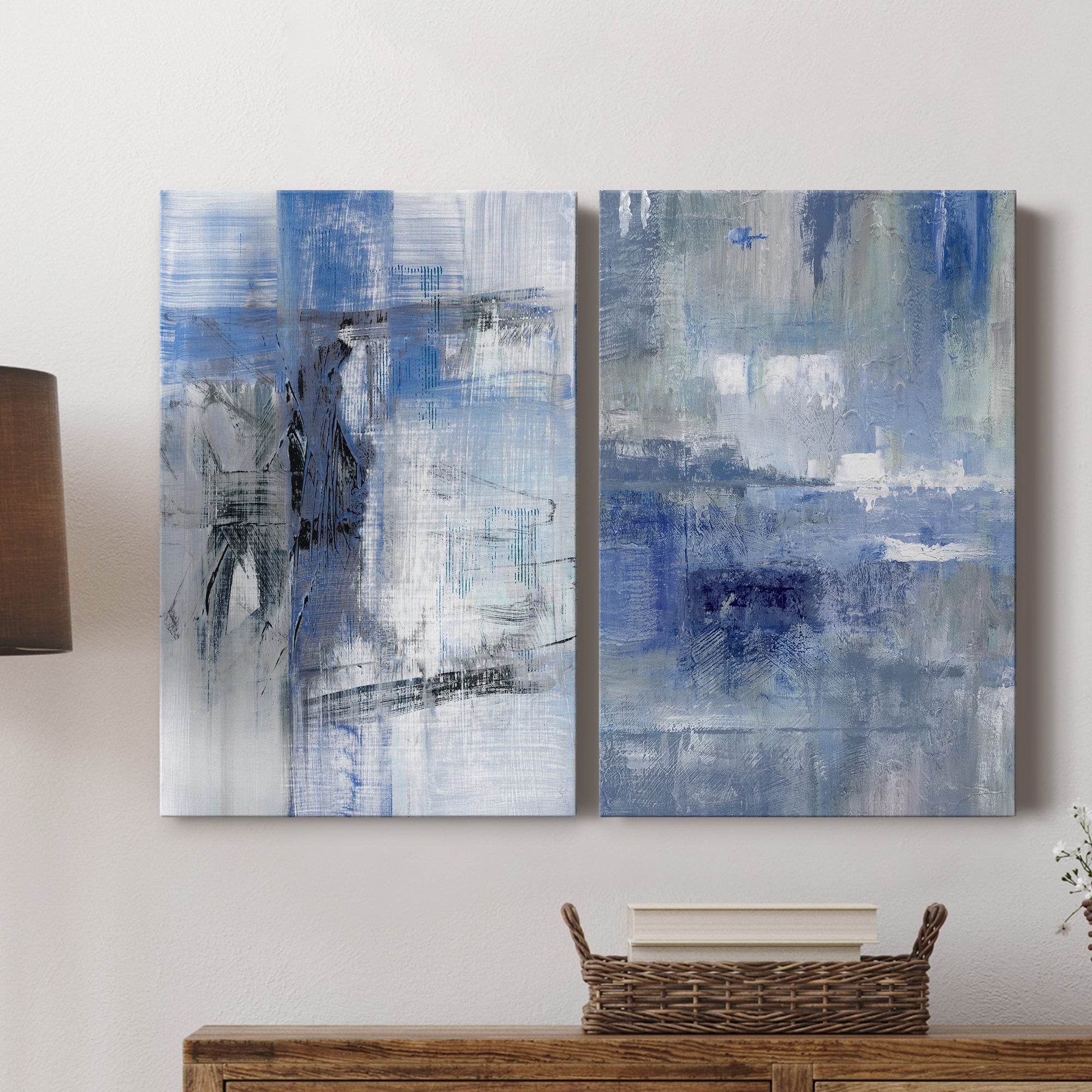 Reflections in Indigo Premium Gallery Wrapped Canvas - Ready to Hang - Set of 2 - 8 x 12 Each