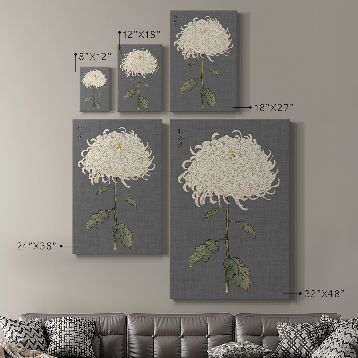 Dramatic Ivory Mums II Premium Gallery Wrapped Canvas - Ready to Hang