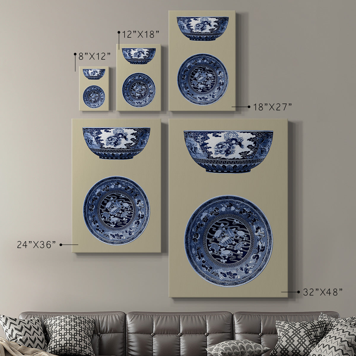 Porcelain in Blue and White I Premium Gallery Wrapped Canvas - Ready to Hang