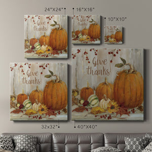 Give Thanks Pumpkins-Premium Gallery Wrapped Canvas - Ready to Hang