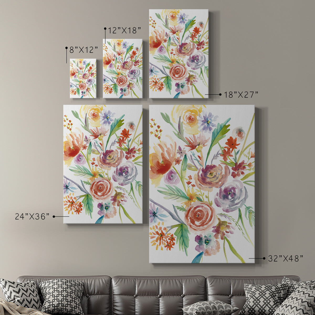 Floating Florals I Premium Gallery Wrapped Canvas - Ready to Hang