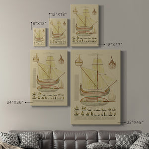 Antique Ship Plan I Premium Gallery Wrapped Canvas - Ready to Hang